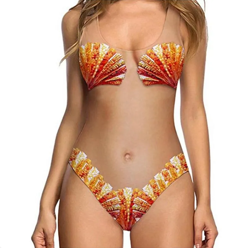 bikini 2018 new sexy melon and fruit shellfish bathing suit skin color set beach women swimsuit summer holiday swimwear maillot