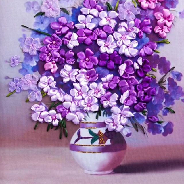 Purple Flower Embellishment Embroidery