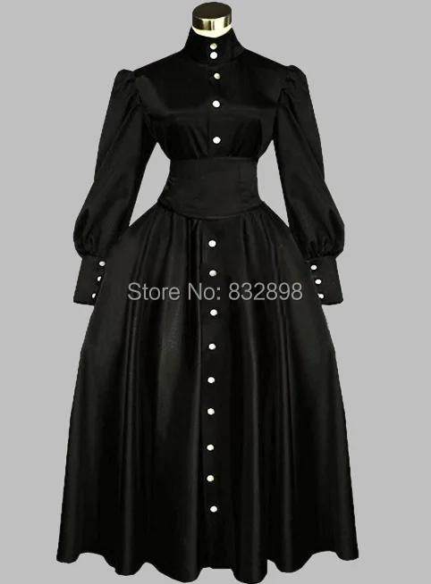 Goedkope Steampunk Gothic Zwarte Britse Victoriaanse Tijdperk Knop vooraan Feestjurk Victoriaanse Kostuums|dresses for big women|dresses largedress braid - AliExpress