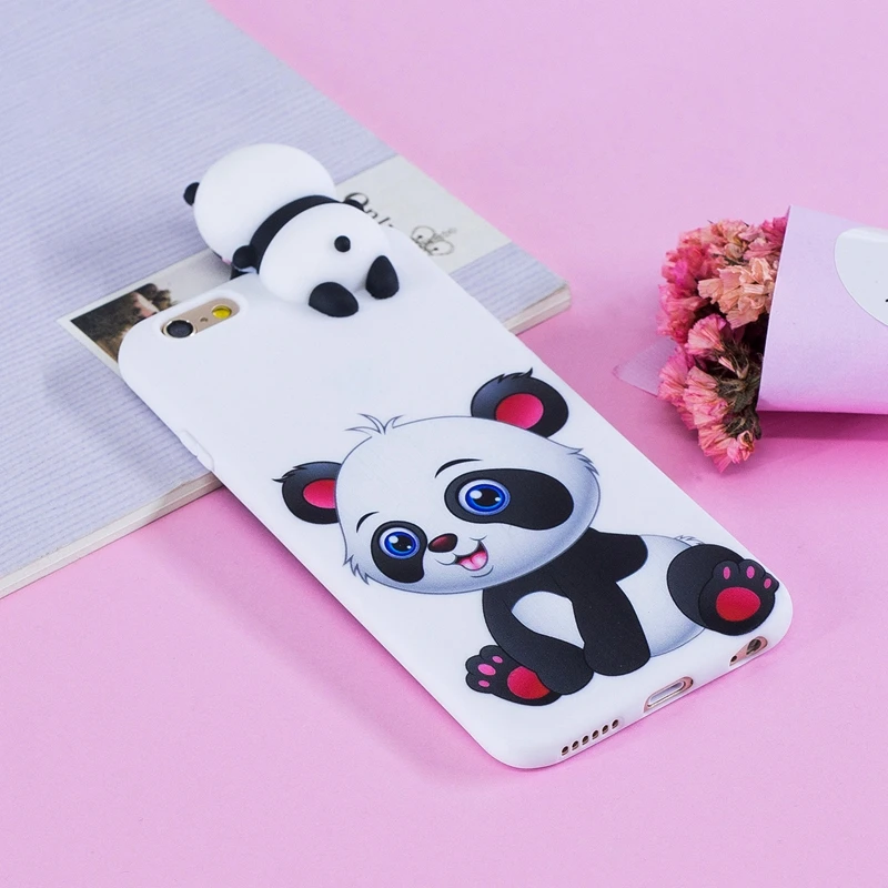 Милый чехол с мультяшным 3D пандой кошкой и птицами для Apple iPhone 6 s Мягкая