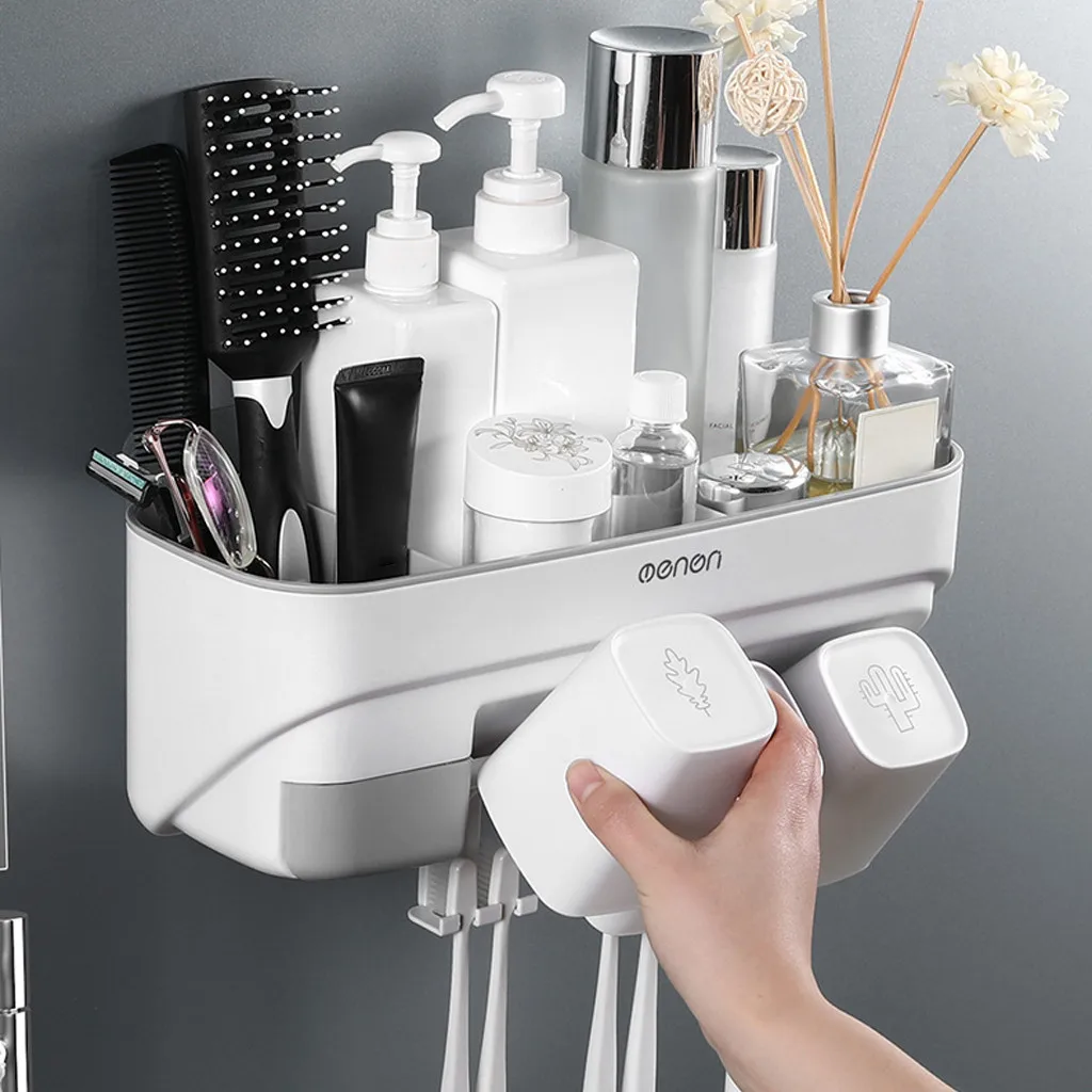 

Convenient Domestic Toothbrush Holder Automatic Toothpaste Dispenser Multifunction Bathroom Accessories storage box