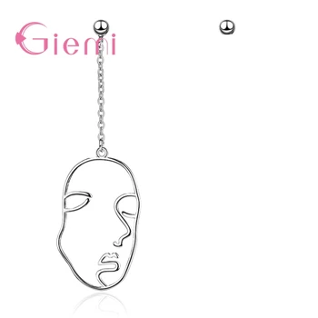 

European Styles Unique Design 925 Sterling Silver Humen Face Shape Pendant Earrings For Women Girl Dance Party Jewelry
