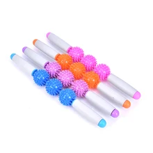 Тренажерный зал массажный ролик для мышц палка Для Йоги массаж тела Расслабляющий инструмент мышечные роликовые палочки с 3-точечным шипов...(China)