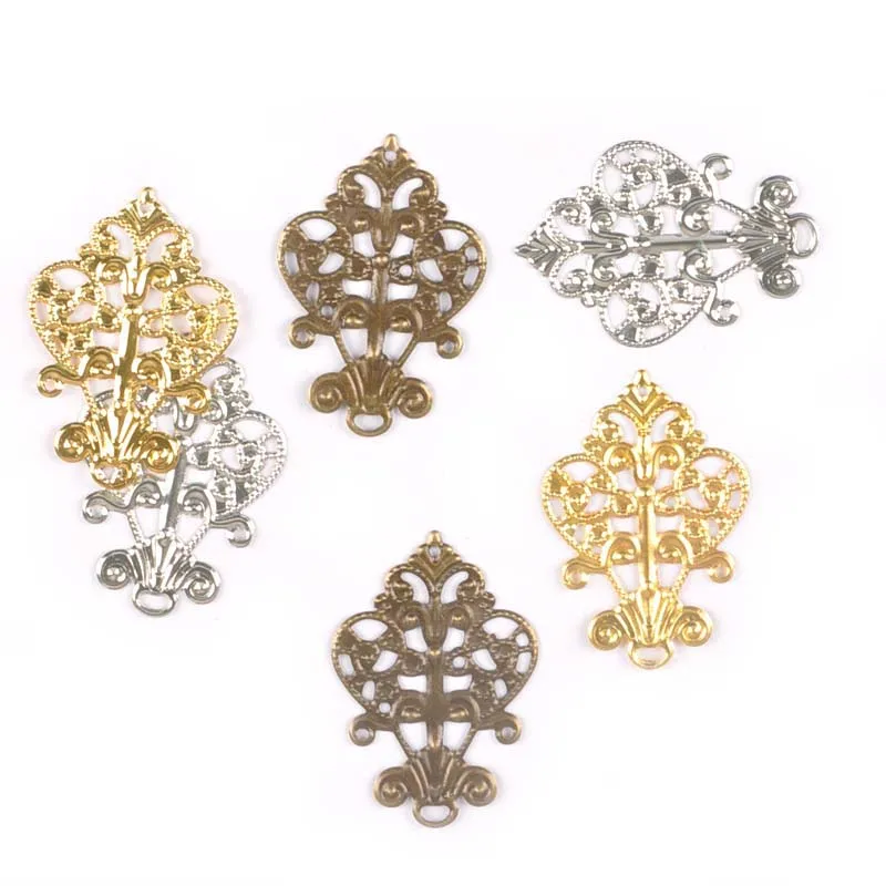 

Bronze/silver/golden 10Pcs Filigree Connectors Flower Wraps Embellishments For Metal Crafts DIY Scrapbook Home Decor Yk0737