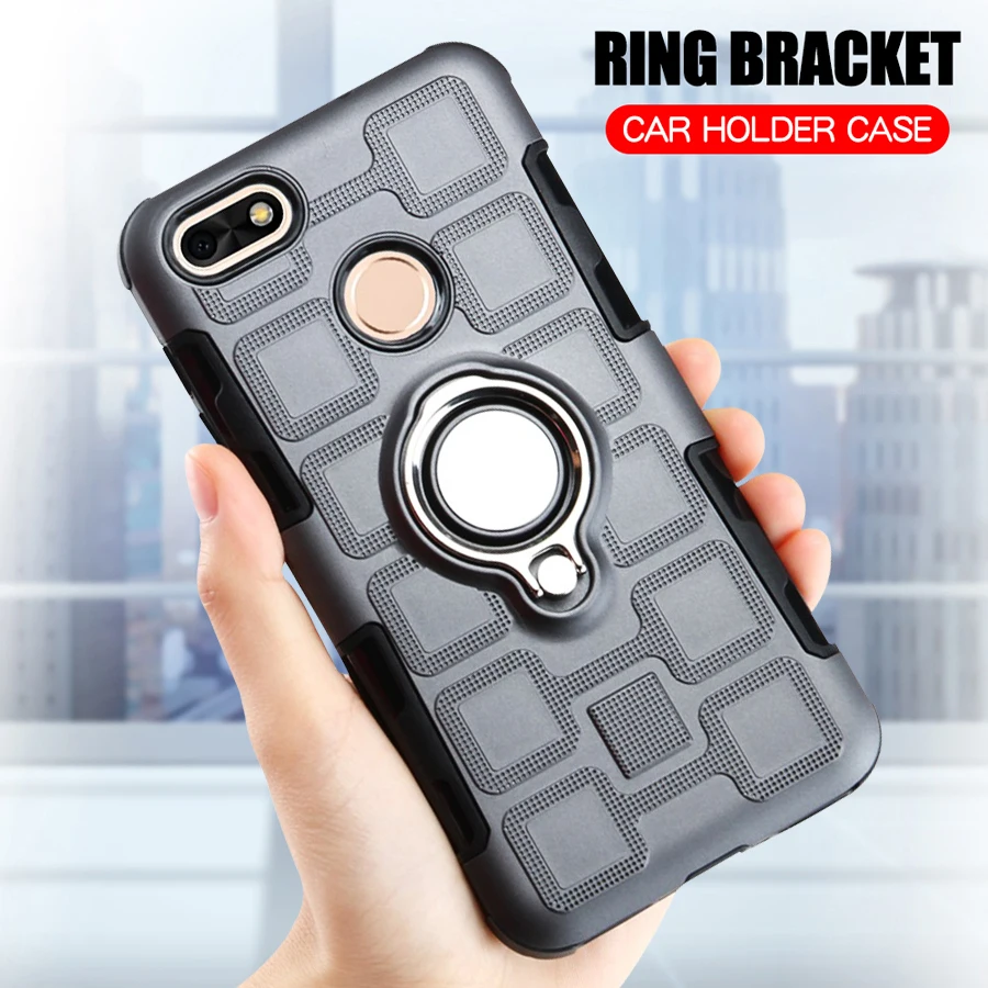 

Cover For Huawei P9 Lite Mini Silicone Case For Huawei Y6 Pro 2017 Armor Shockproof Hard Case P9 Lite Mini Ring Stand Phone Case