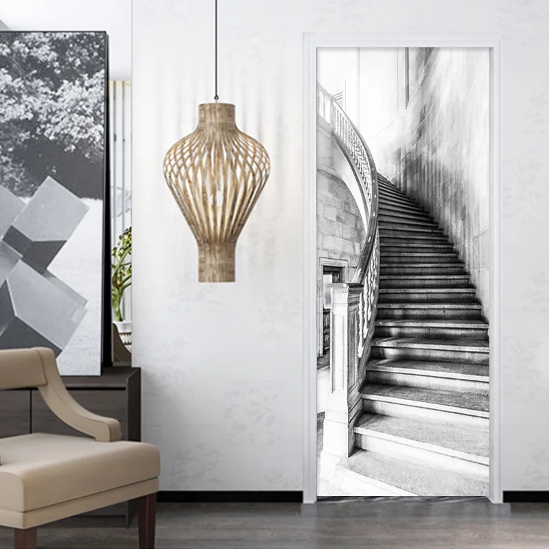 Черные и белые Лестницы настенные наклейки 3D Ретро креативные DIY домашний декор обои ПВХ самоклеящиеся водонепроницаемые фрески 3 D наклейки