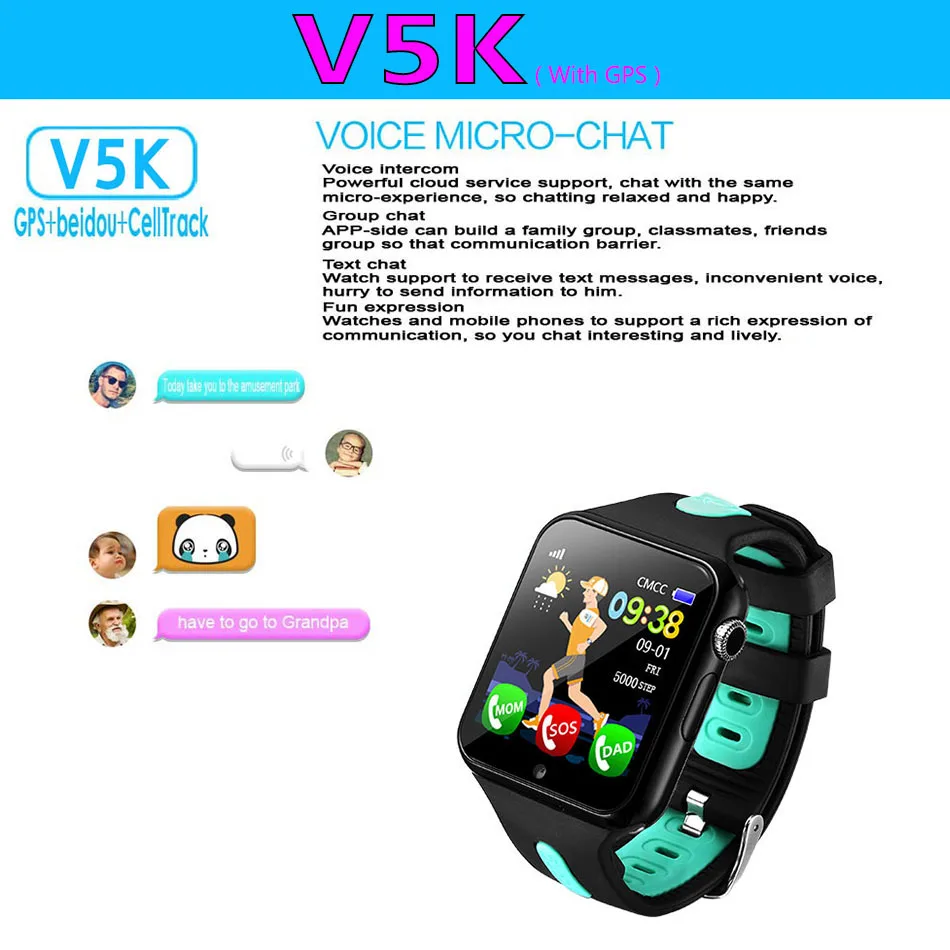 V5K GPS Смарт часы, V5+ V5 Plus LBS, Детская безопасность анти-потеря трекер жизни водонепроницаемый 1,54 ''экран Камера ребенок безопасный SOS часы