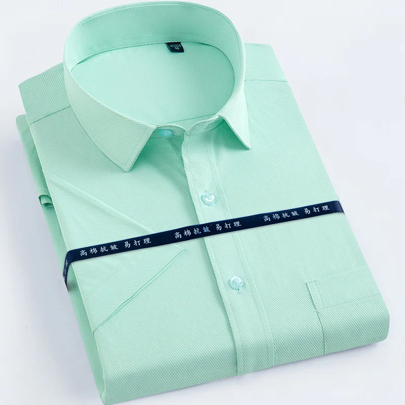Men's Twill Short Sleeve Dress Shirts Formal Regular Fit Summer Cool striped Casual Shirts for Male Easy Care Pocket mens Shirts Men's Twill Short Sleeve Dress Shirts Formal Regular Fit Summer Cool striped Casual Shirts for Male Easy Care Pocket mens Shirts
