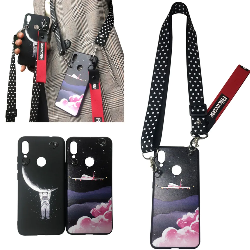 

space plant shoulder strap tpu case for xiaomi redmi note 5 7 4 4x 6 pro 5 plus 4X mi 9 play A1 A2 lite Pocophone F1 case cover