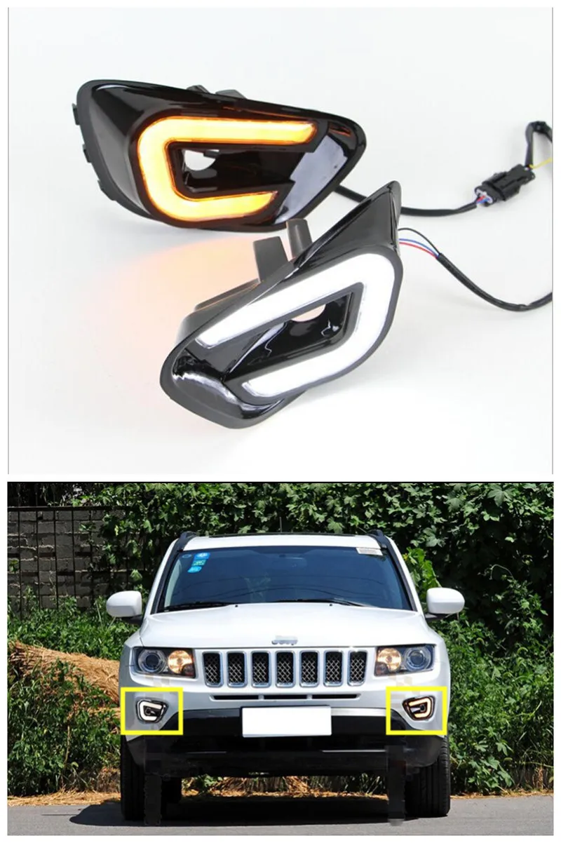 With Turn Signal Function 12V Car LED Daytime Running Lights DRL Fog