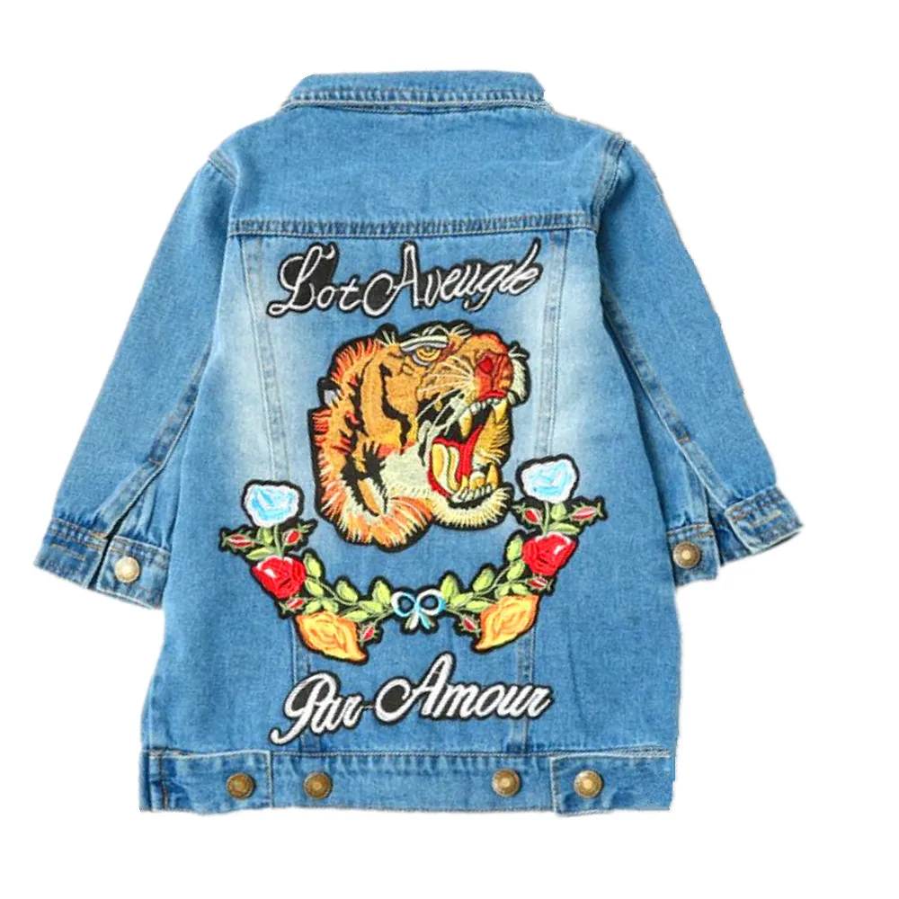 Us 2317 Juventus Trench Embroidery Pattern Rose Tiger Korean Roblox Denim Tops Baby Kids Jackets 2018 Spring Boys Girls Bobo Choses Coat In Trench - 