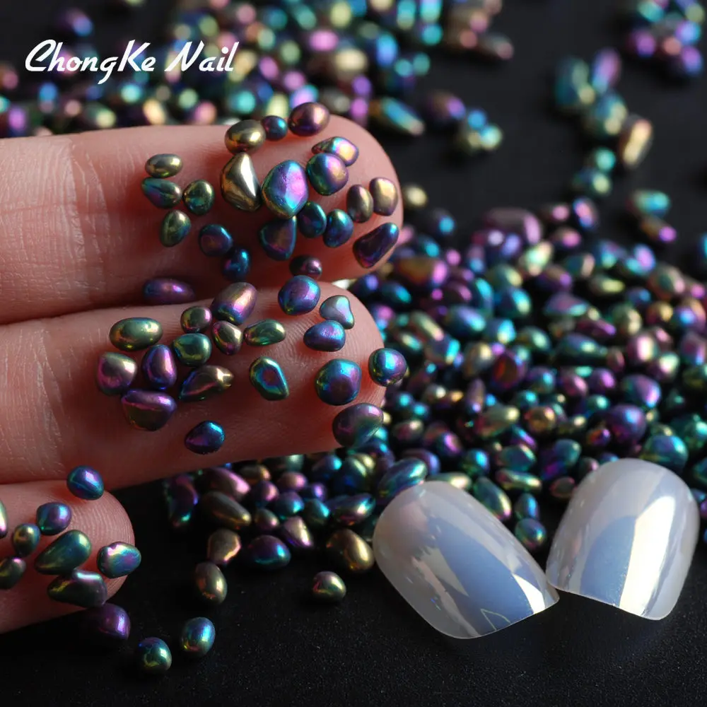 

Hisenlee Chameleon Color Mini Irregular Round Beads Nail Art Decoration Rhinestones For Nails 3d Nail Art 20g/pack