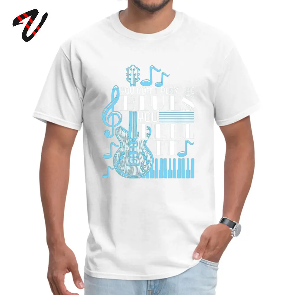 Round Neck Printed All Cotton Men T-shirts Unique Short Sleeve Tops T Shirt Company Normal Tees Drop Shipping Blues Music Musician Gifts Guitar Musical Note white