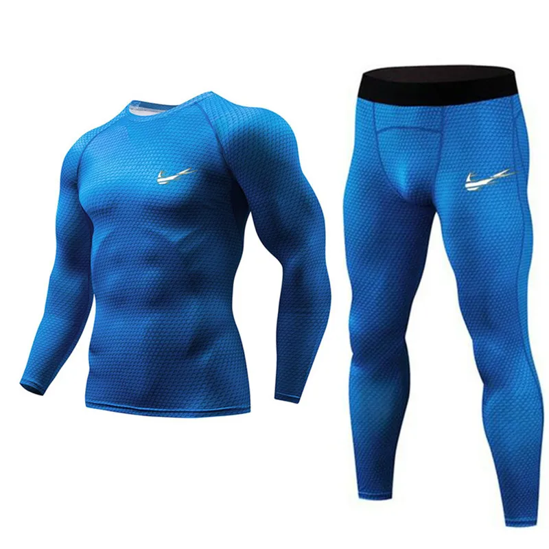 

Men's Autumn Winter Warm Sports Underwear Suit Jogging Suit Skin Base Layer 3D Gym Muscle Shirt Leggings Sportswear Brand