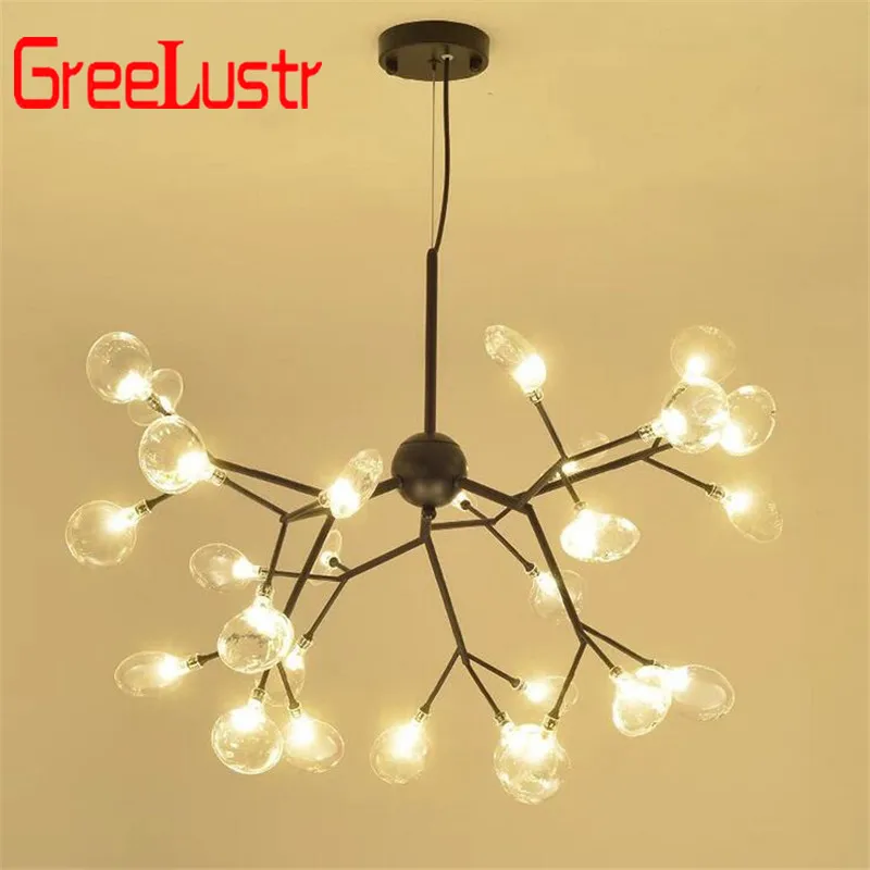 Ceny Nordic szklane żyrandole sufitowe led Lamparas gałąź drzewa czarny wisiorek lampy Lustre do salonu lampa wisząca lampy