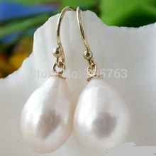 Xiuli 00237 15 ММ БЕЛЫЙ КАПЕЛЬНОГО FW ИСКУССТВЕННОГО ЖЕМЧУГА БОЛТАЮТСЯ СЕРЬГИ 14KGP