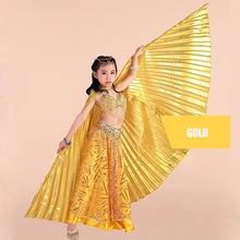 Детские реквизиты для выступлений, аксессуары для танца живота, египетские золотые крылья, не раздельные Золотые/серебряные крылья Isis, без палочек