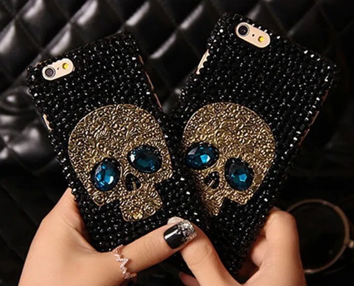 

Metal Saphire Eye Diamond Skull Case Cover For IPhone 6 6S Plus 5 5S 5C 4S Samsung Galaxy Note 5 4 3 2 S7 S6 Edge Plus S5 S4 S3