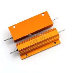 RX24 100 W Вт Мощность металлический корпус из алюминия золото резистор 1R 2R 3R 4R 5R 6R 8R 10R 15R 20R 30R 40R 50R 100R 200R 220R сопротивление