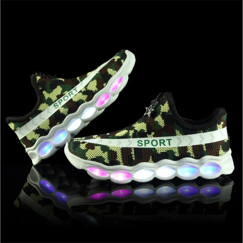 

NEW 2019 Children USB Charging Shoes With LED Lighted Breathable Fashion Boy & Girls Mesh Sneakers Light SPORT CASUAL For Kids