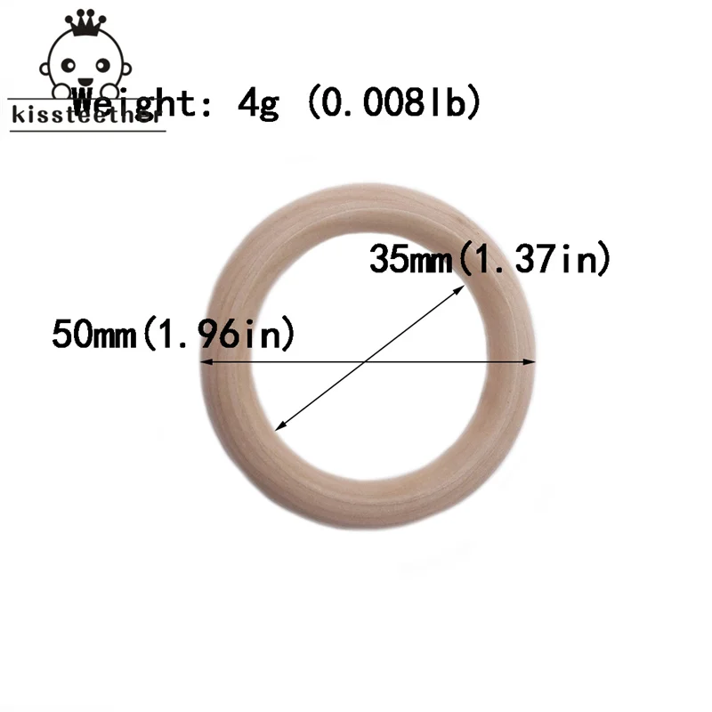 50mm 20 штук деревянный зубное кольцо ребенка прорезыватель 25-98 мм DIY кормящих материалы аксессуары Цепочки и ожерелья делая крошечные удочки кольцо - Цвет: 50mm