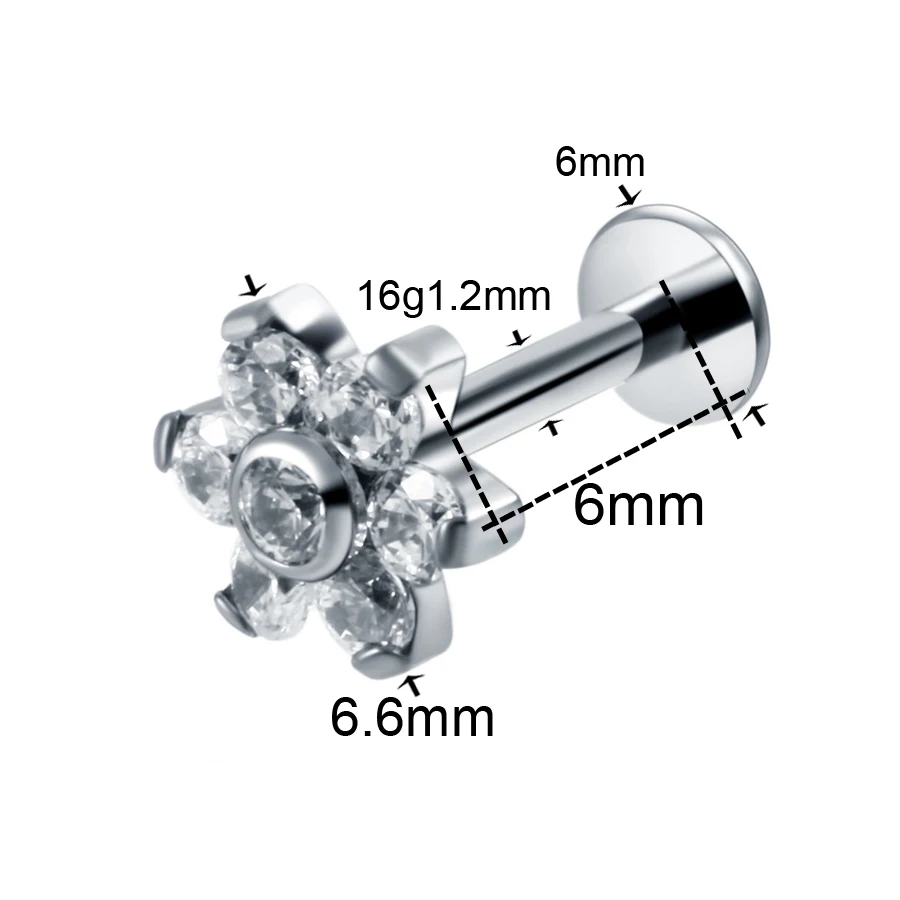 1 шт. титановый кристалл цветок микро Кожный Якорь Ушная перегородка Спираль пирсинг Orelha хряща CBR нос влагалище губы пирсинг ювелирные изделия - Окраска металла: Style3