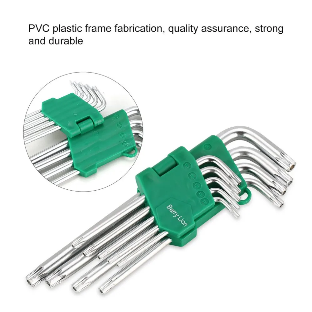 

BERRYLION Hex Key Wrench Set Combination 9PCS Spanner Kit with Hole Screwdriver DIY Repair Kit Hand Tamper Tool Cr-V Steel