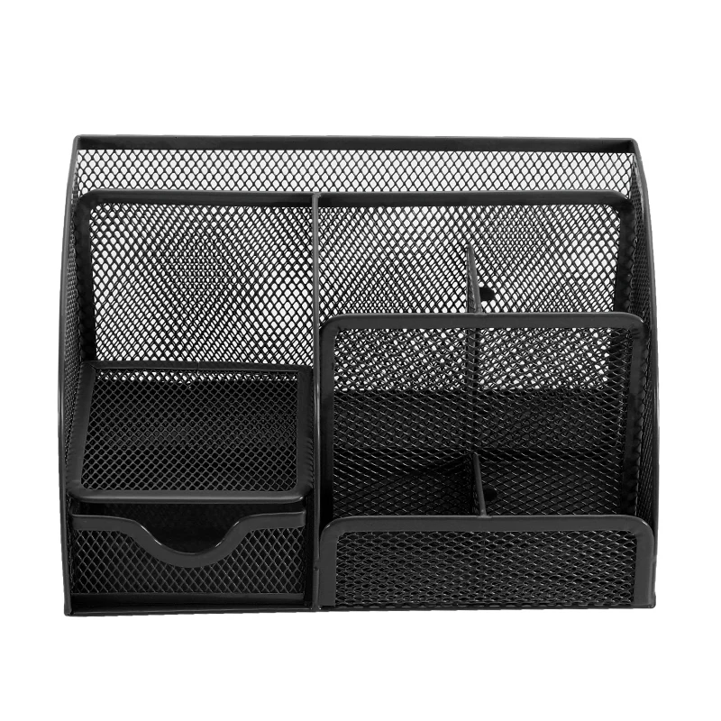 

7 Cell Iron Desk Organizer Metal Mesh Desktop Office Pen Pencil Holder for Scissors Ruler Stationery School Supplies Accessories