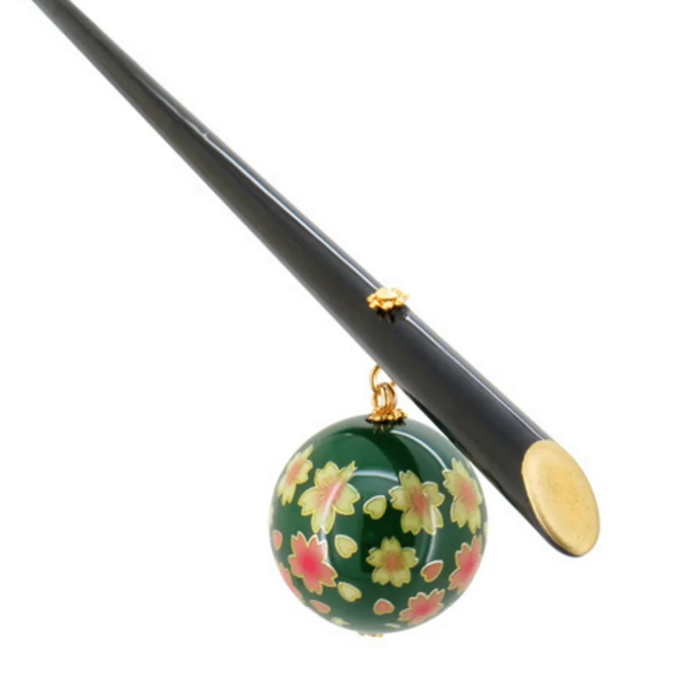 Элегантная акриловая палочка для волос Сакура, японская канзаши гейша, аксессуары для волос, кимоно, головной убор для женщин, свадебный подарок - Окраска металла: Green