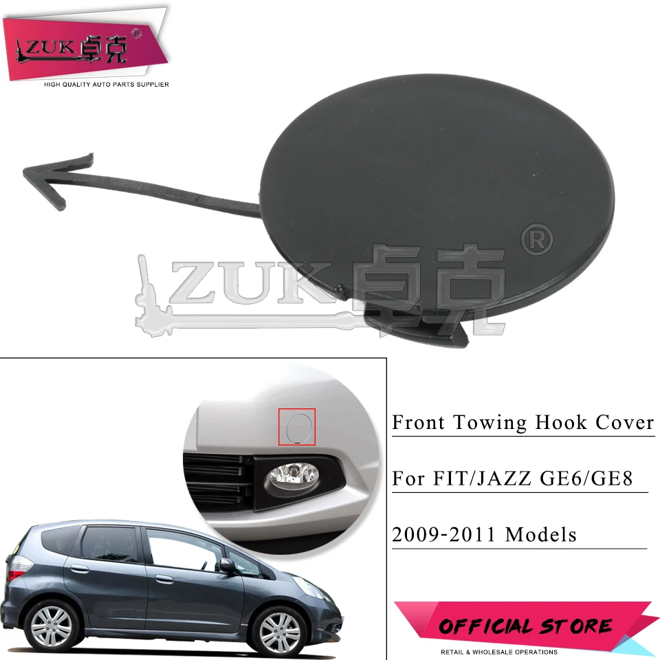 ZUK передний бампер крышка для HONDA FIT JAZZ 2009 2010 2011 GE6 GE8 передний Буксировочный Крюк Крышка корпуса 71104-TF0-000 базовый цвет