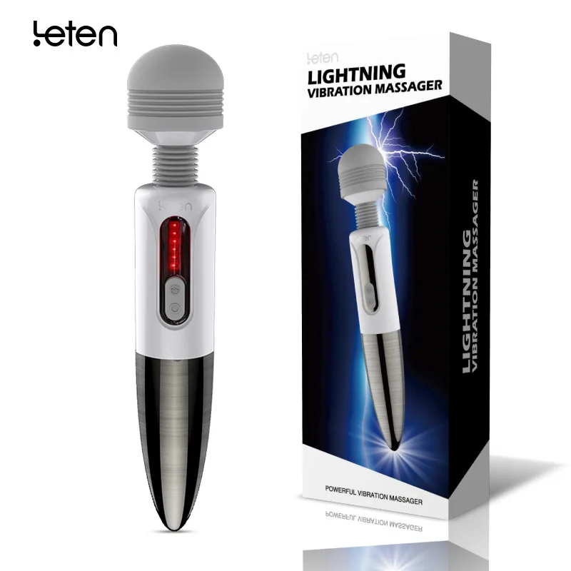 Leten Lightning Мощный вибрационный массажер с большой головкой 5 режимов вибрации и 6