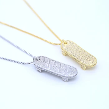 

24" box chain 2017 new arrive Cool iced out hip hop bling boy mens jewelry micro pave Clear cz sliding plate hiphop necklace