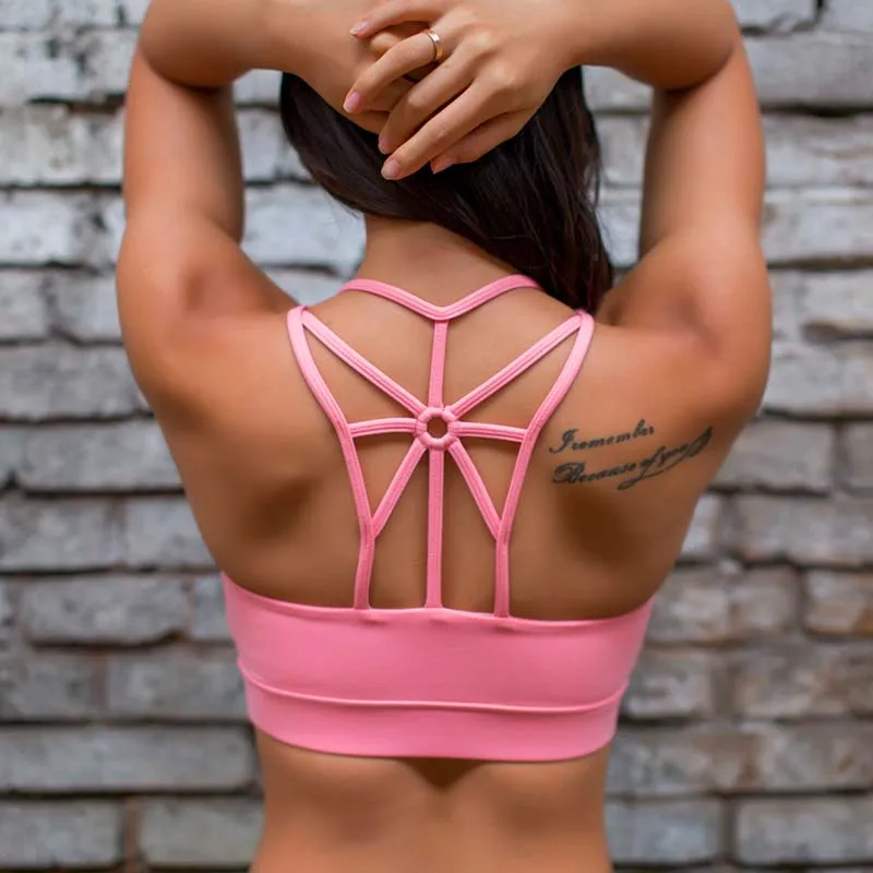 Women Push Up Sexy Sports Bra Cropped Crop Top Cross Wide Elastic Straps Fitness Yoga Bra Running Workout clothes G-331