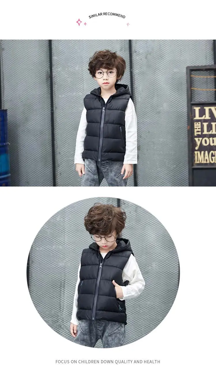 BOTEZAI/Детский жилет с капюшоном Детская верхняя одежда зимние пальто Детская одежда Теплый хлопковый жилет для маленьких мальчиков и девочек