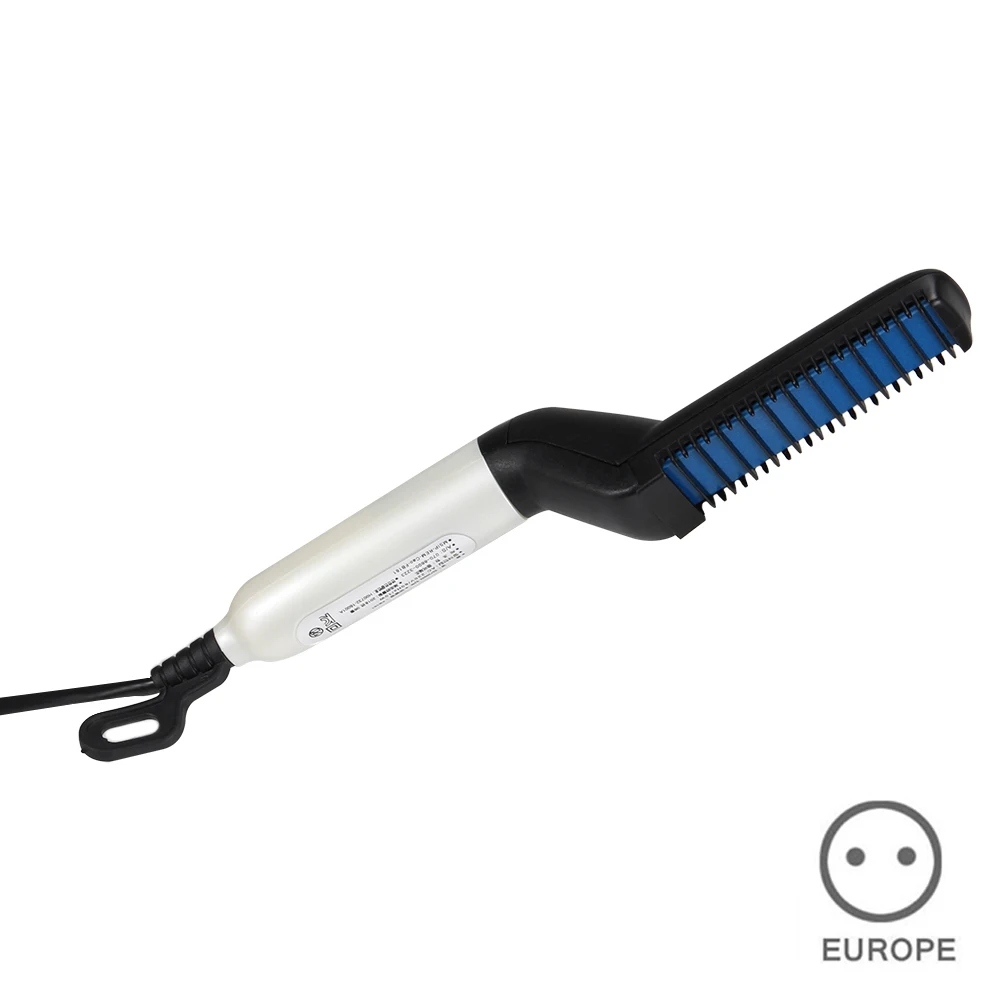 EU Plug Для мужчин быстрый выпрямитель для бороды Styler гребень многофункциональный щипцы для завивки волос шоу кепки инструмент js002 - Цвет: EU Plug