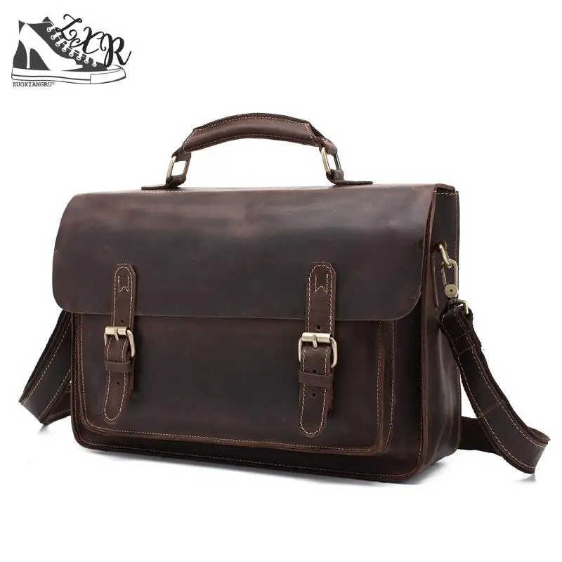 

New Vintage Briefcase Casual Genuine Leather Handbags Man Bags Cowhide Leather Crossbody Bag Men Messenger Bags Briefcase
