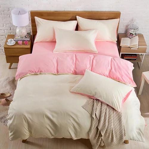Spring winter cotton bedding solid color quilts pink comforter sets