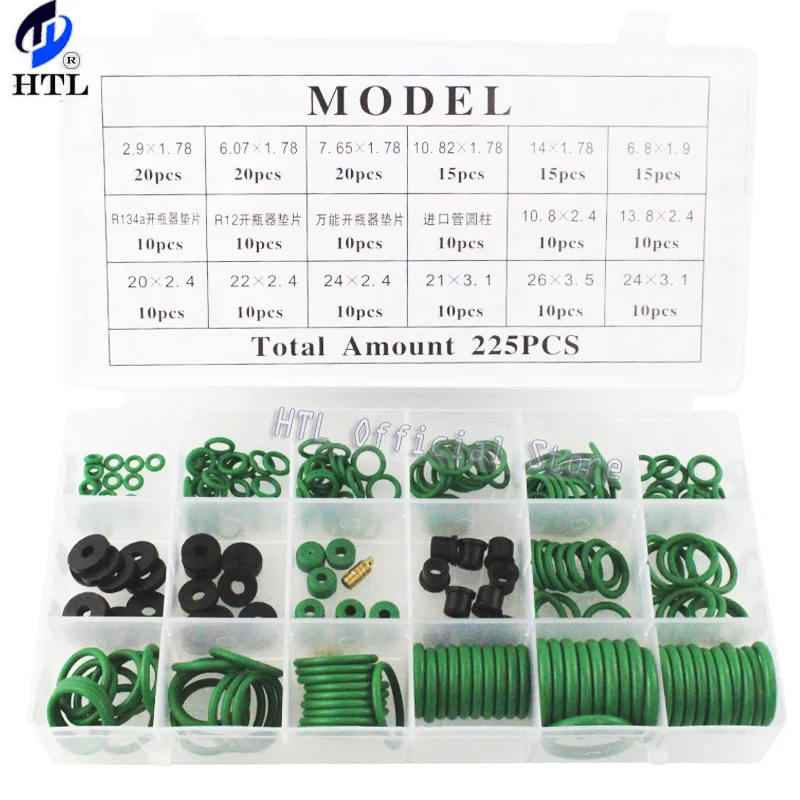 265 шт/225 шт машина A/C R134a система кондиционирования воздуха уплотнительное кольцо уплотнения шайба набор инструментов HNBR