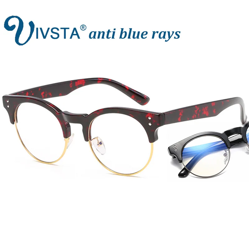 

IVSTA Anti Blue Rays Gaming Glasses Men TR90 Half Rim Optical Frame Prescription Myopia Reading UV400 Steampunk Big Yellow