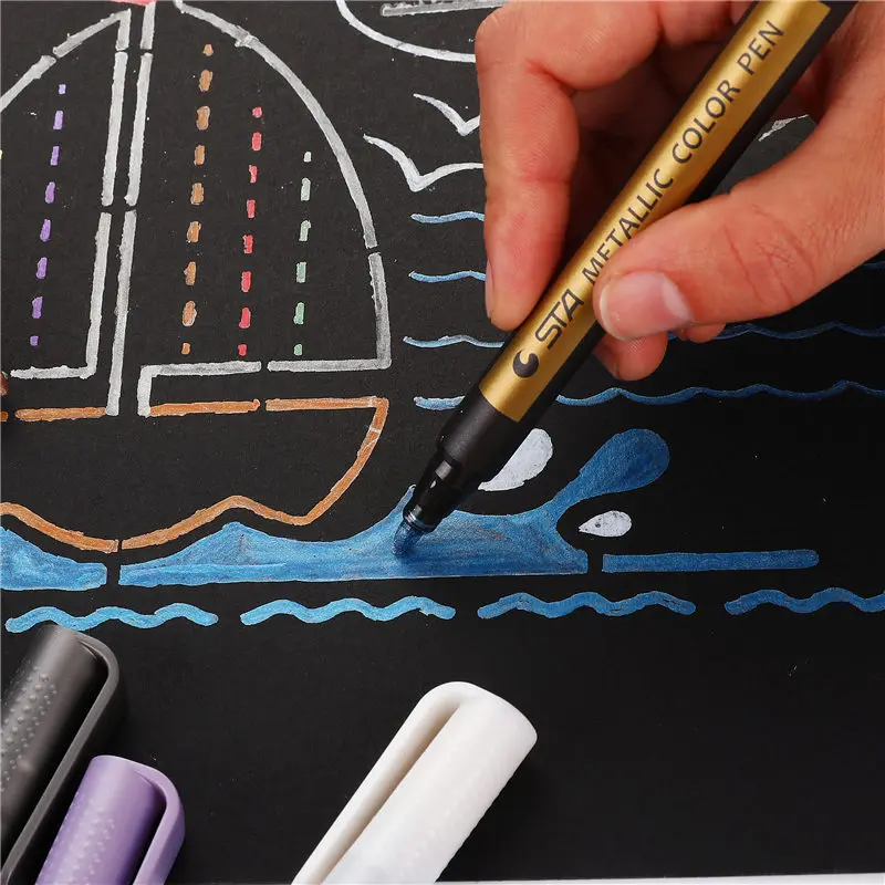 10 цветов металлический маркер художественная кисть для рисования Манга Аниме Арт маркеры для граффити набросок рисунок школьные принадлежности