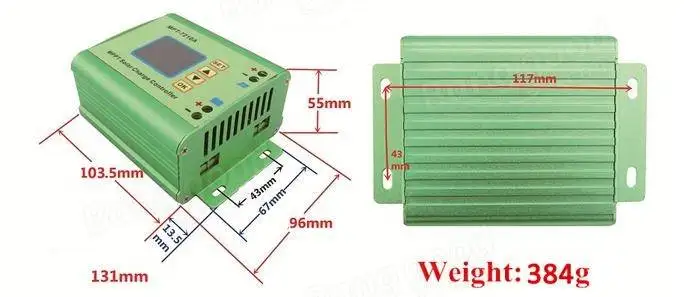 MPT-7210A Aluminum Alloy MPPT Solar Panel Charge Controller with LCD Display