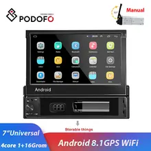 Podofo 1din " Android 8,1 сенсорный экран автомобильный Радио мультимедийный плеер gps Nav Wifi Bluetooth MP5 Аудио стерео для универсального