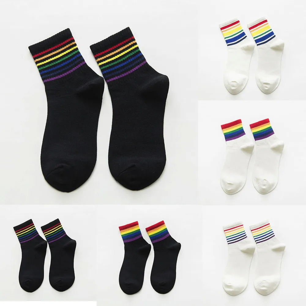 

Cute Socks Women+Sock Kawaii Socks Winter New Unisex Cotton Rainbow Striped Sock Xmas Fashion Warm Chrismas Calcetines Mujer @