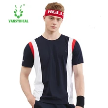 Vansydical быстросохнущие мужские футболки с коротким рукавом Футболка для бега фитнес-плотно Теннисный футбол Джерси Спортивная одежда Demix