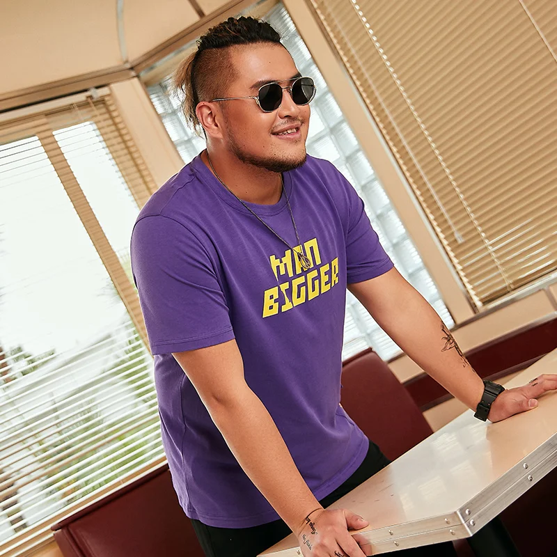 

2019 Summer Men's Printed Letters Side Patch Pocket Loose Casual Cotton Short-sleeved Round Neck T-shirt 1-6XL
