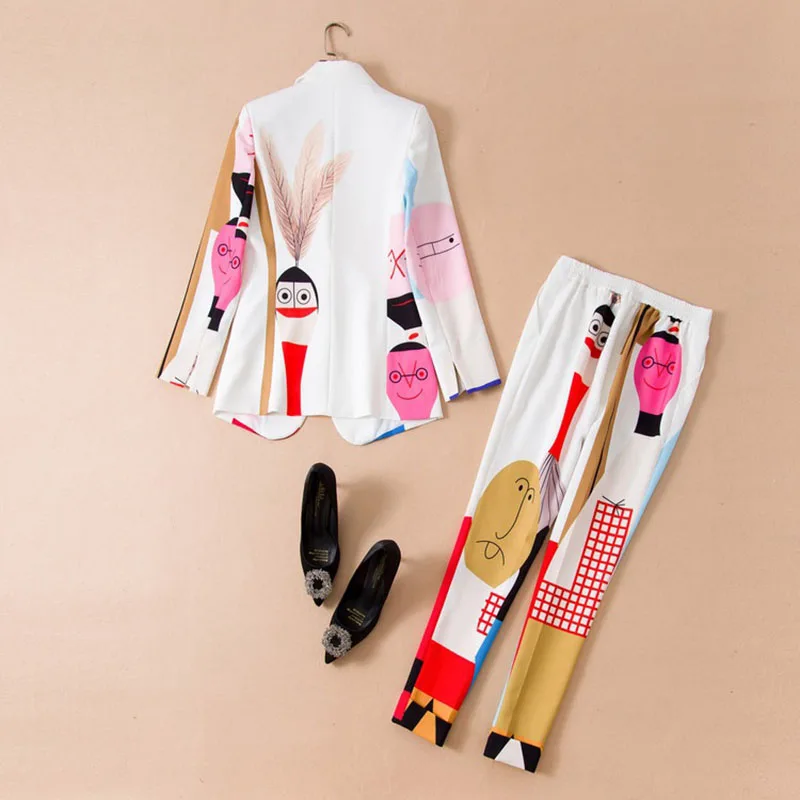 women work wear suit office wear Women's business coat & pant set personality print  long-sleeved 2 pcs / set  drop shipping