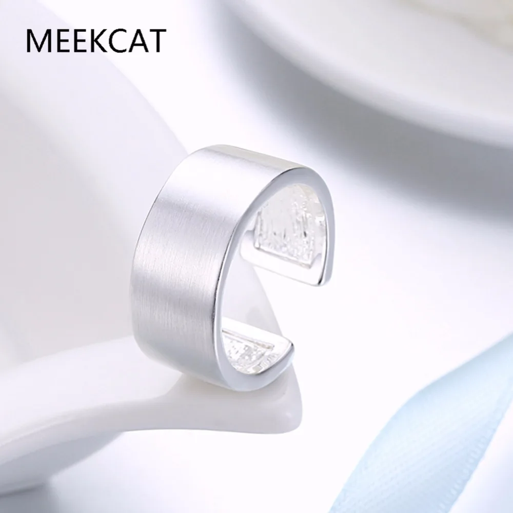 Men's 925 stamped silver plated 9mm Wide Scrub/Smooth Adjustable Ring Finger Unisex Women Sample Open Ring Band Bijoux Jewelry