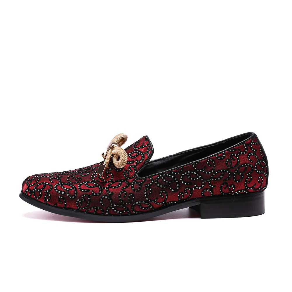 Christia De Avec Pantoufle Fumer Rouge Mocassins Formelle Partie Chaussures Mode Luxe Hommes Banquet Italien Mariage Noeud Bella Robe rUqwWYg4r