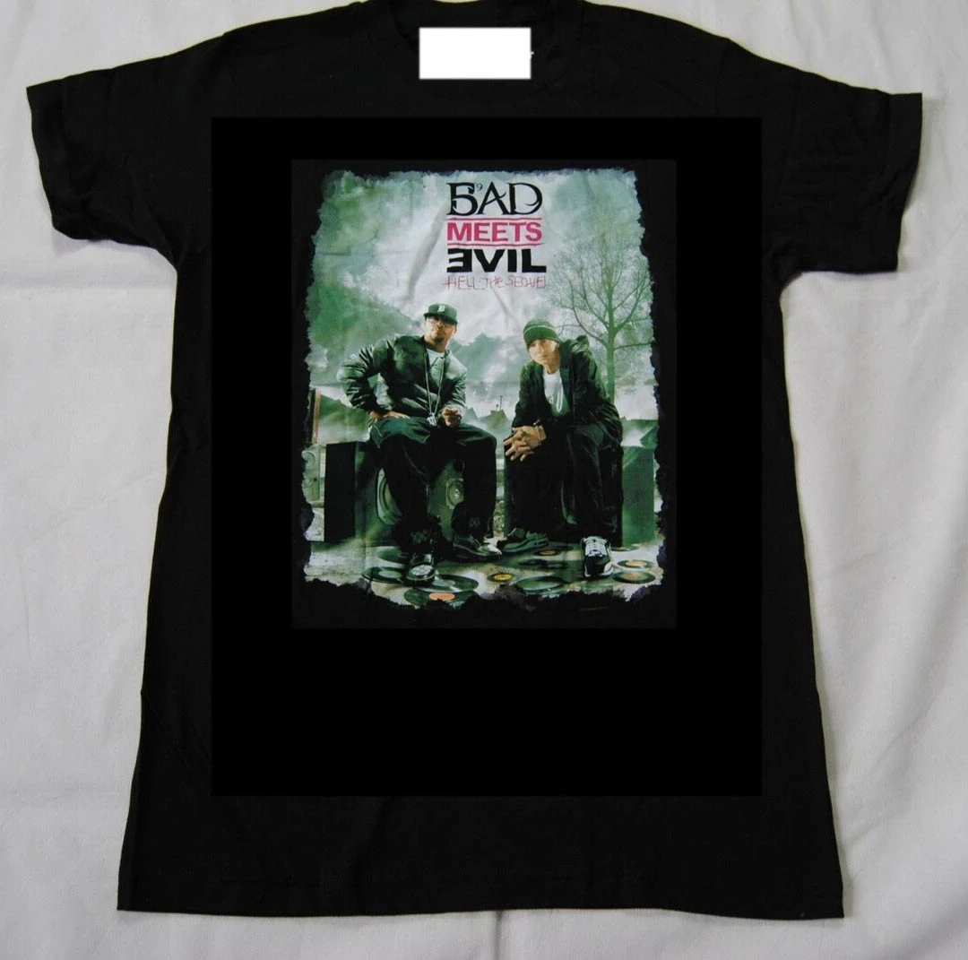 

BAD MEETS EVIL HELLTHE SEQUEL PHOTO T SHIRT NEW OFFICIAL EMINEM ROYCE DA 59 T Shirt Summer Style Fashion Men T-Shirts Top Tee