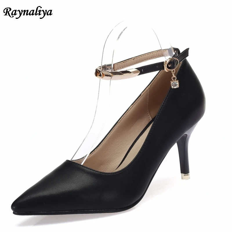 

New Large Sizes Spring Pumps Women Fashion 7CM High Heels Black Red Party Shoes Woman Genuine Leather Pumps XZL-B0066